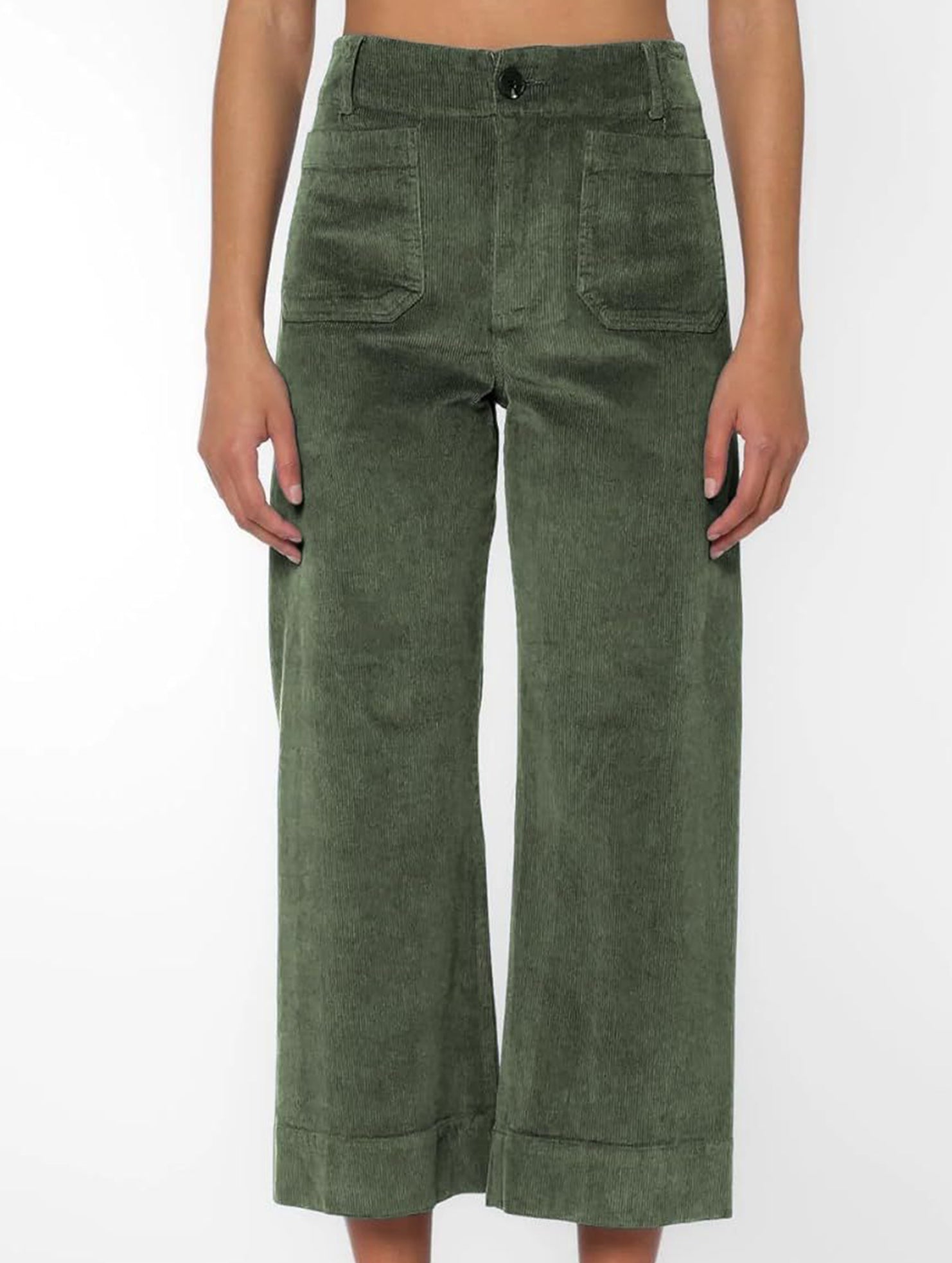 High Waist Button Wide Leg Pants