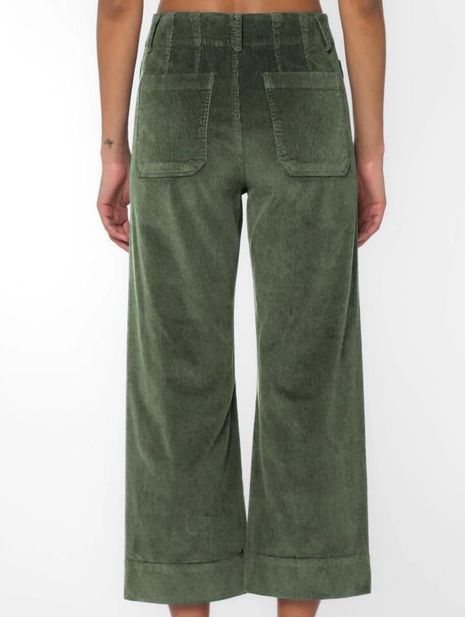 High Waist Button Wide Leg Pants