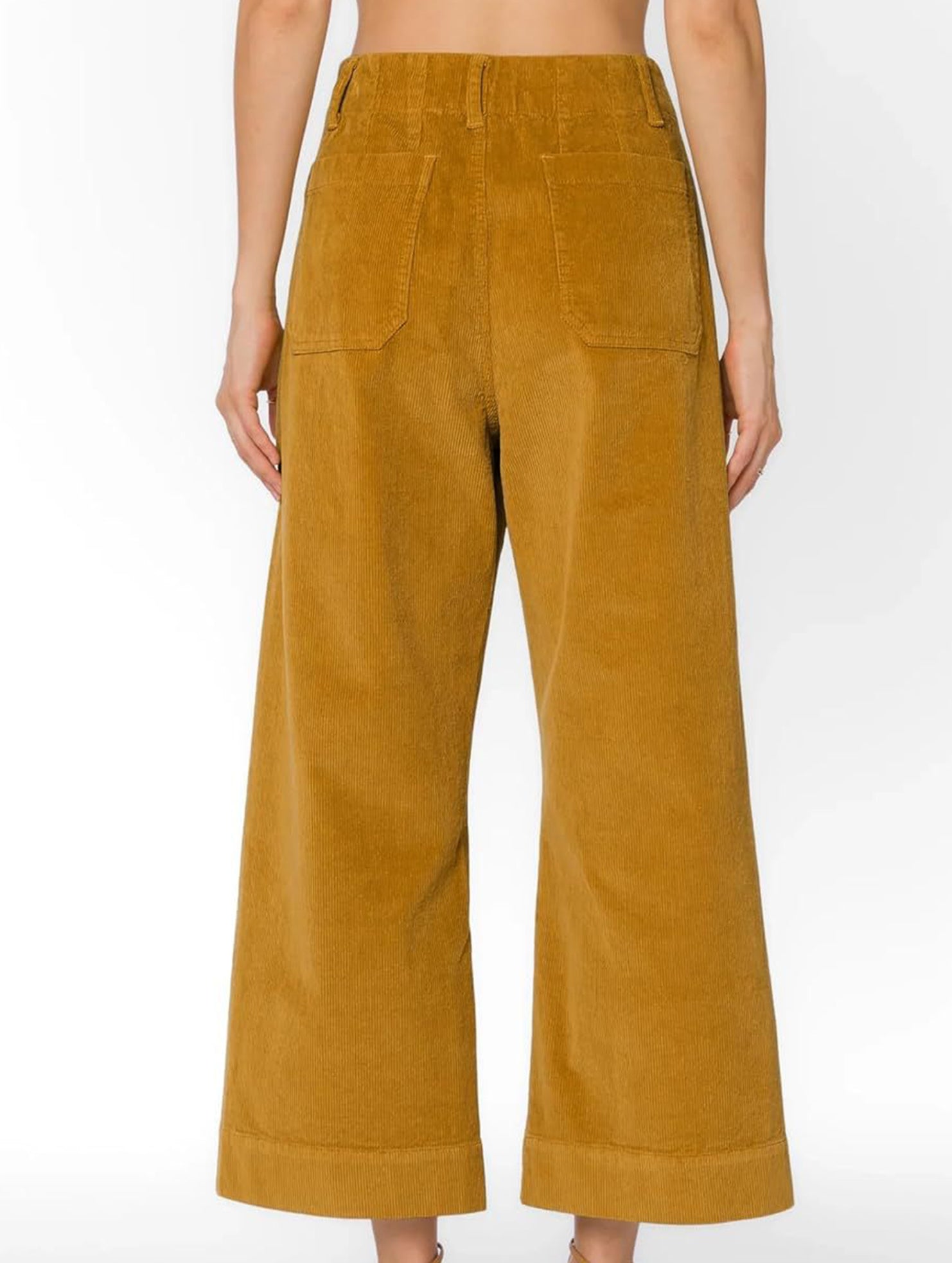 High Waist Button Wide Leg Pants