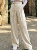 Tie Waist Wide Leg Suit Pants