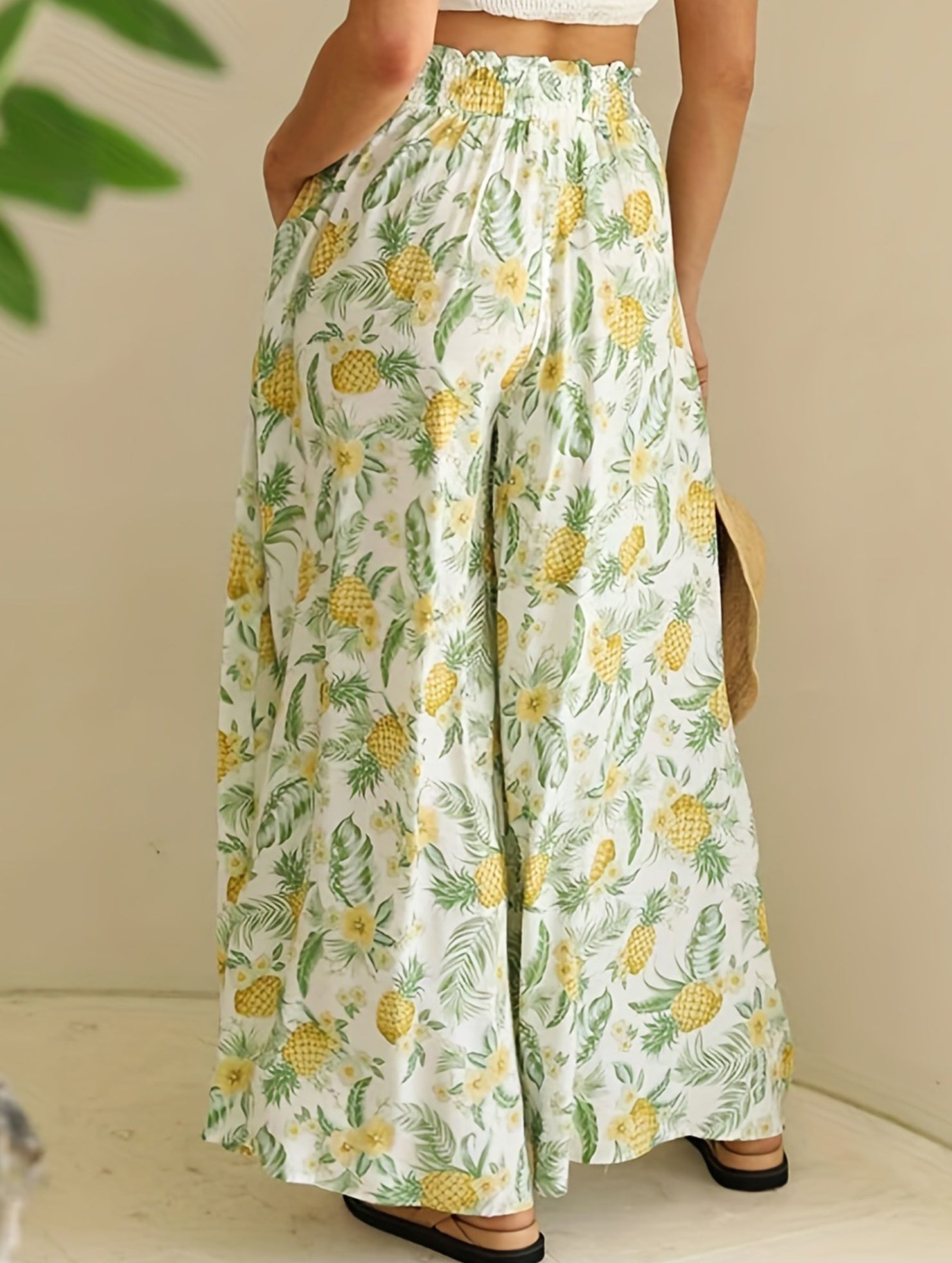 High Waist Print Wide Leg Pants