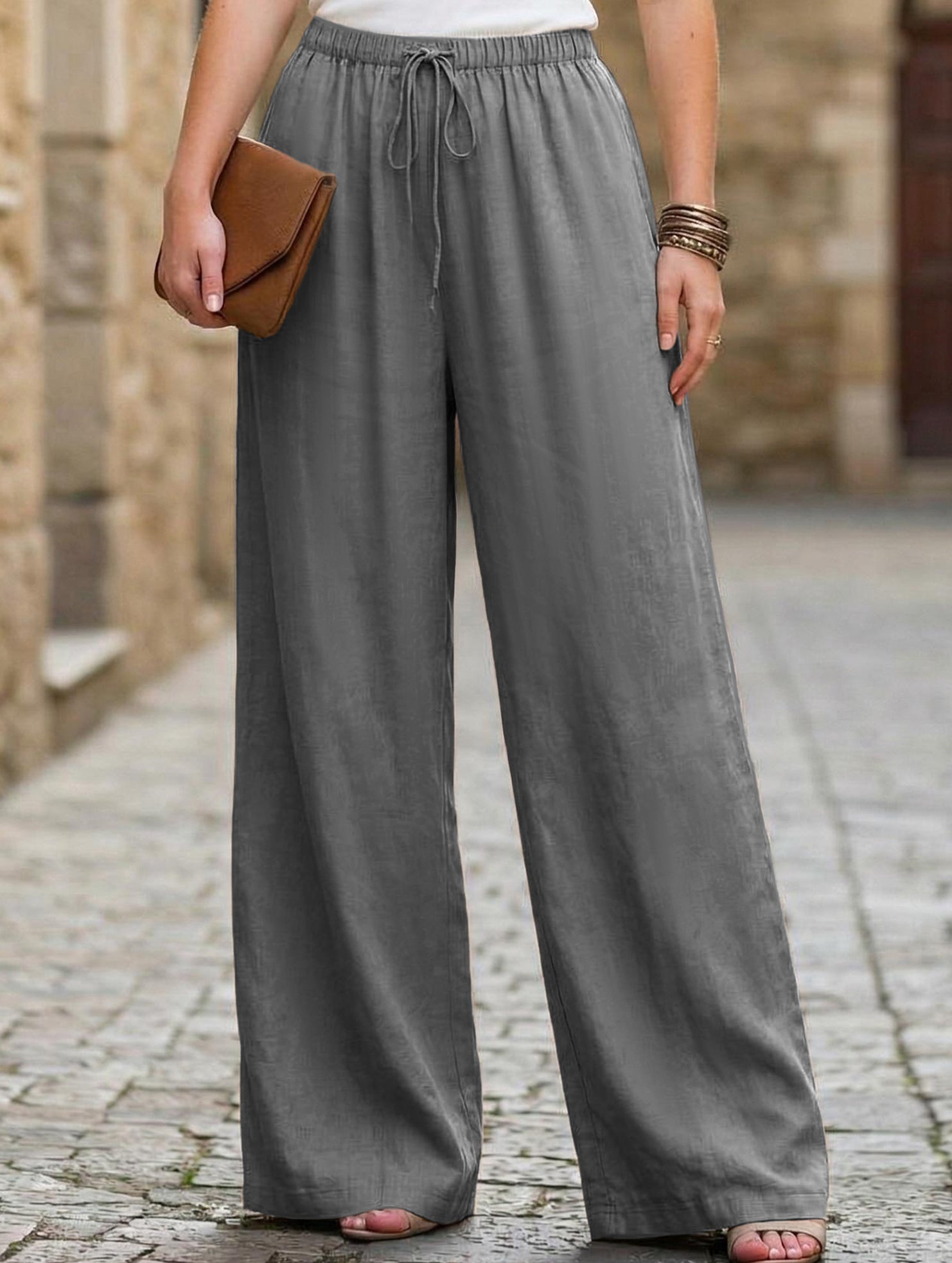 High Waist Wide Leg Casual Pants