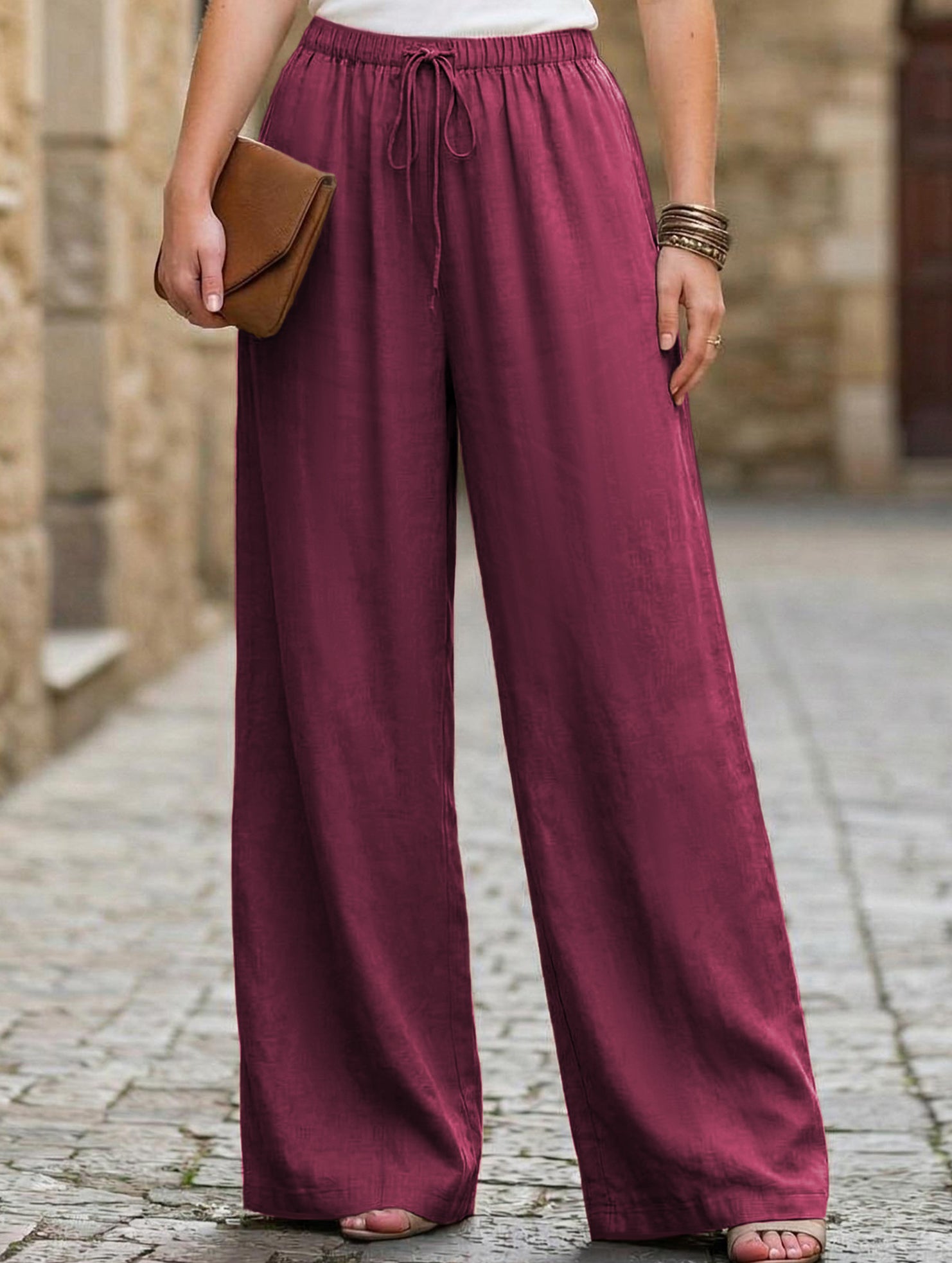 High Waist Wide Leg Casual Pants