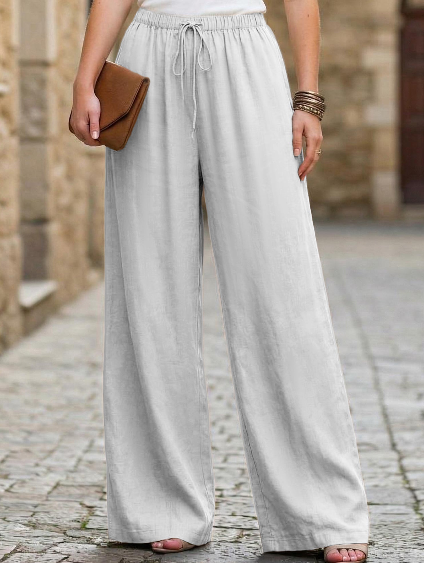 High Waist Wide Leg Casual Pants