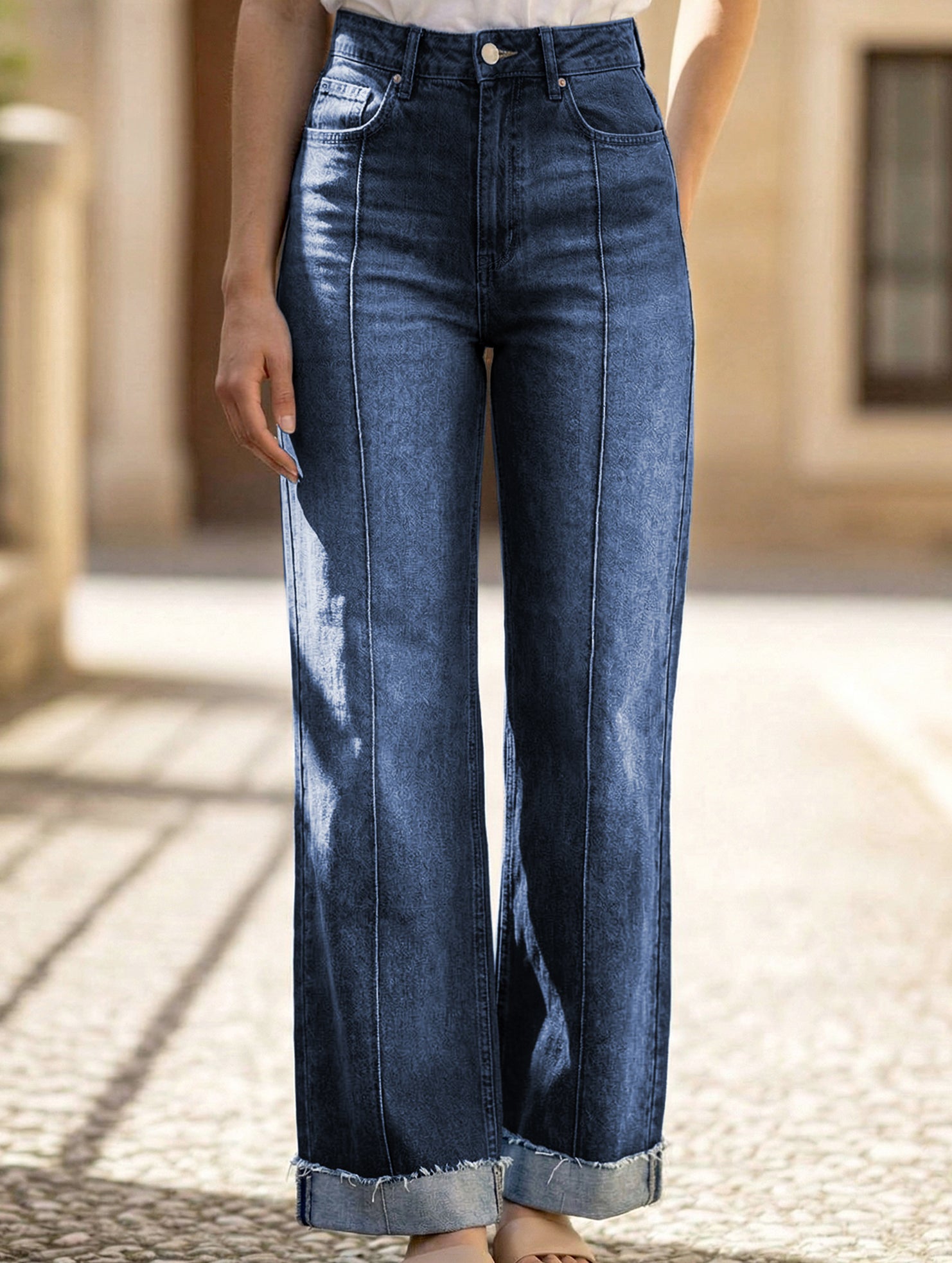 High Waist Straight Wide Leg Jeans