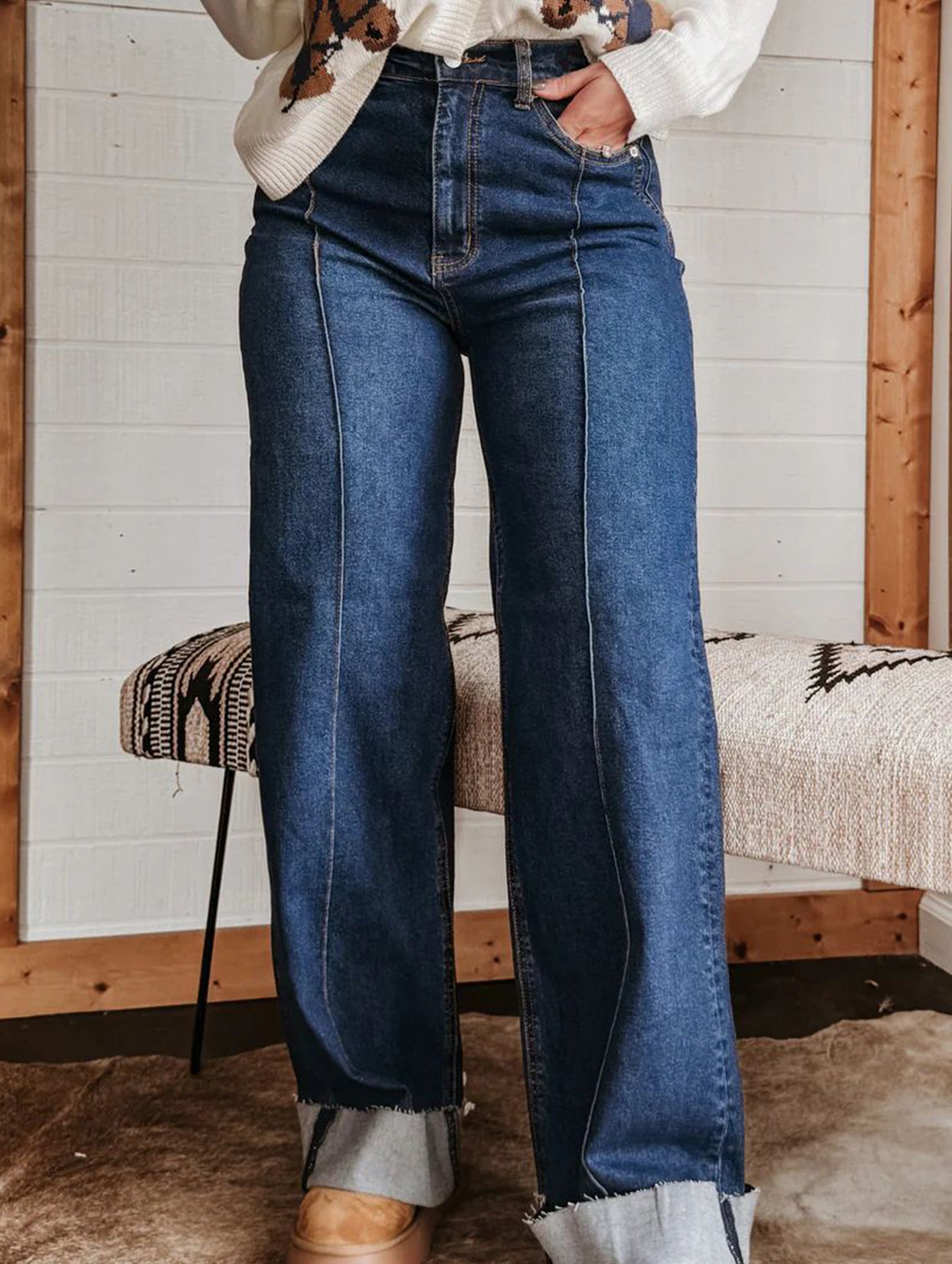 High Waist Straight Wide Leg Jeans