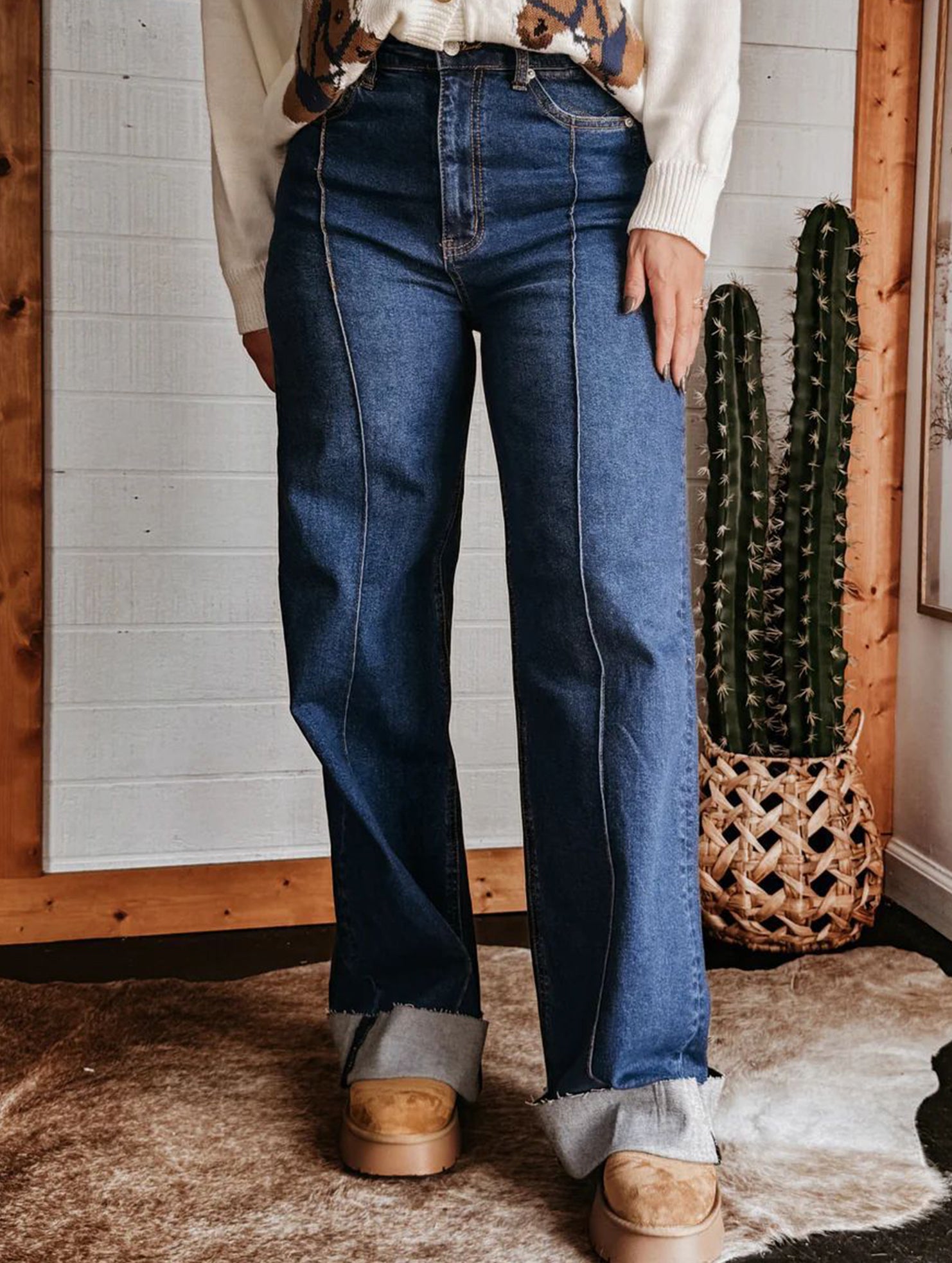 High Waist Straight Wide Leg Jeans