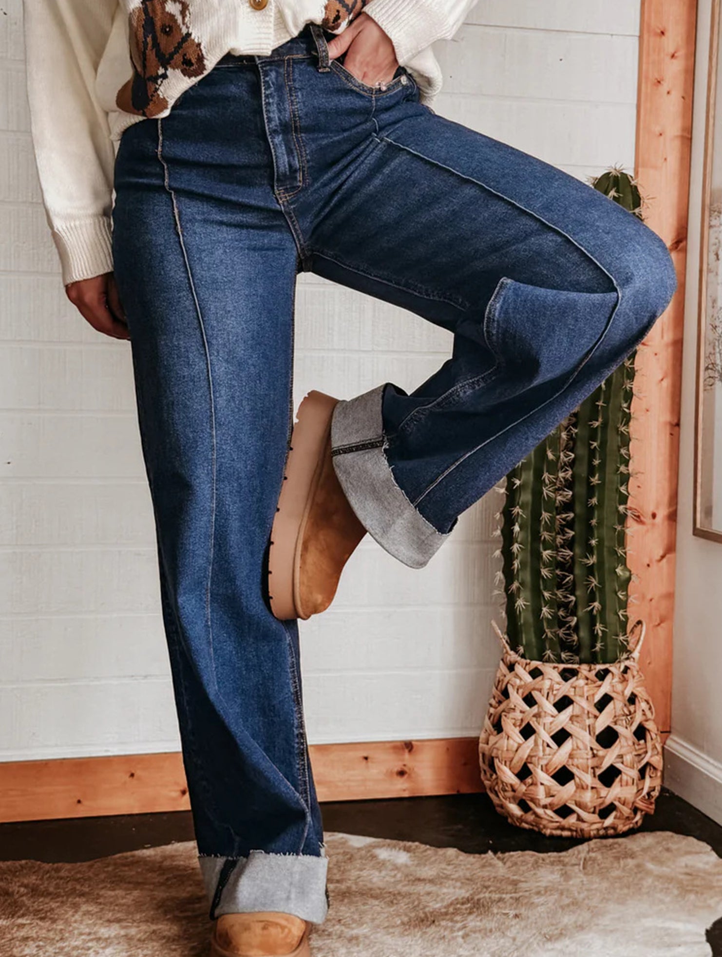 High Waist Straight Wide Leg Jeans
