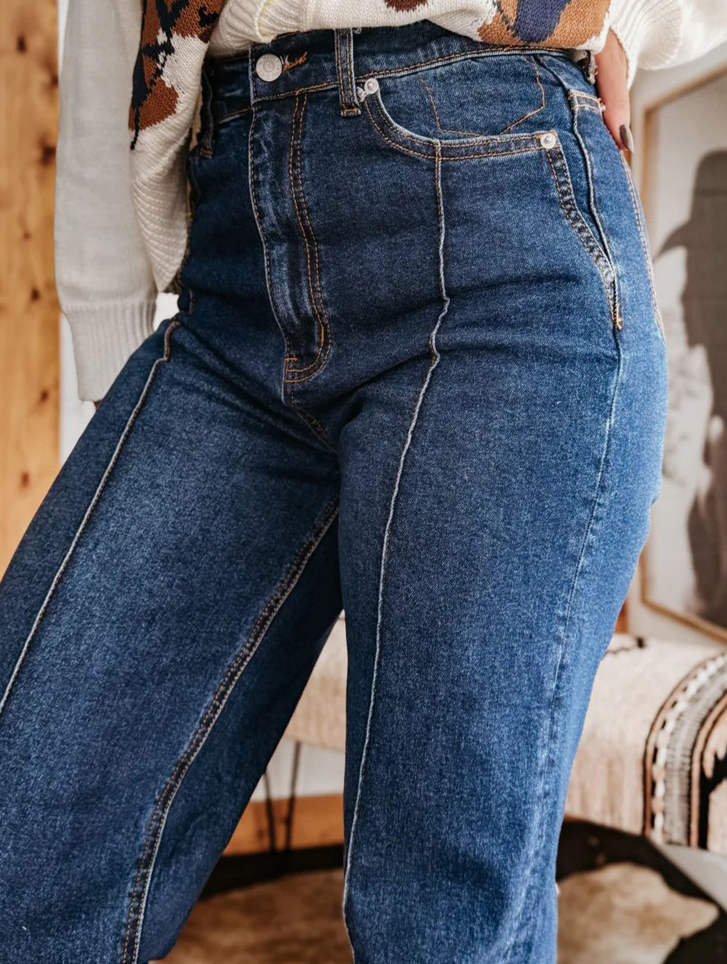 High Waist Straight Wide Leg Jeans