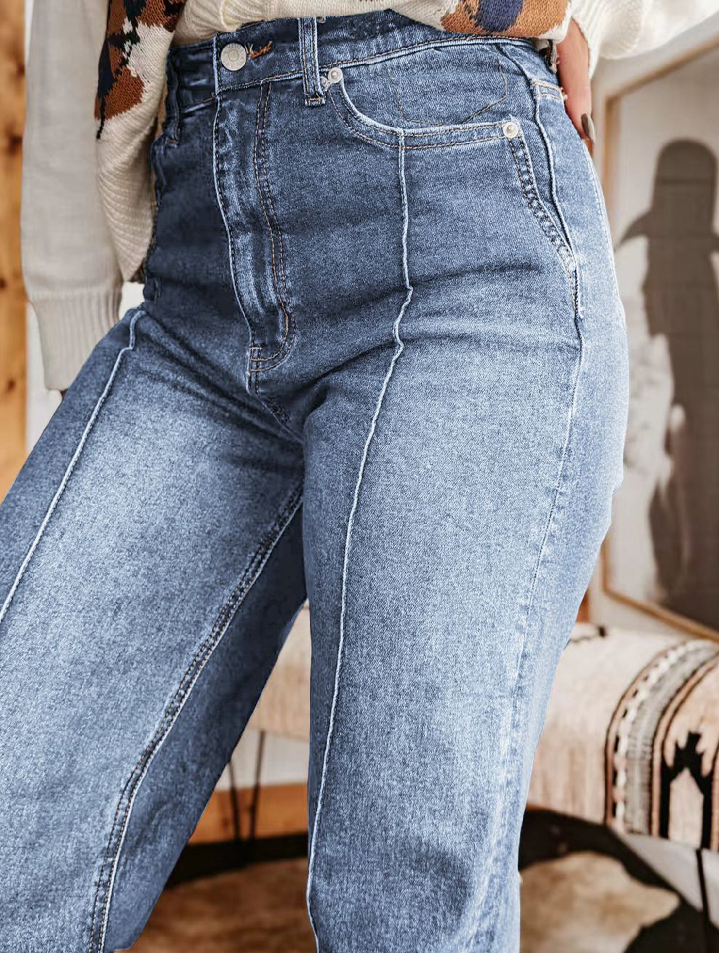 High Waist Straight Wide Leg Jeans