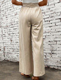 Tie Waist Linen Look Wide Leg Pants