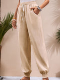 Drawstring Elastic Waist Wide Leg Pants