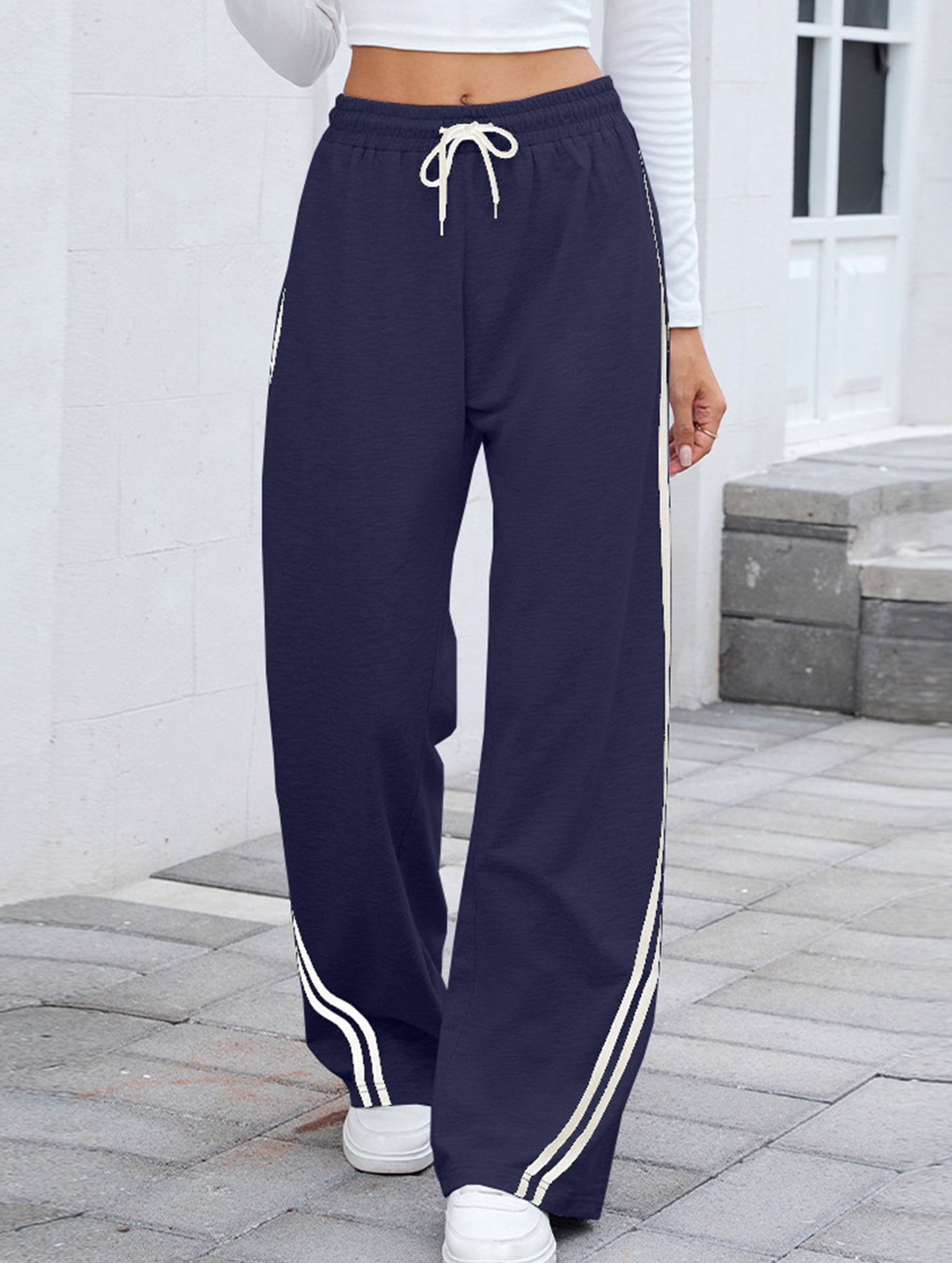 Tie Waist Wide Leg Sweatpants