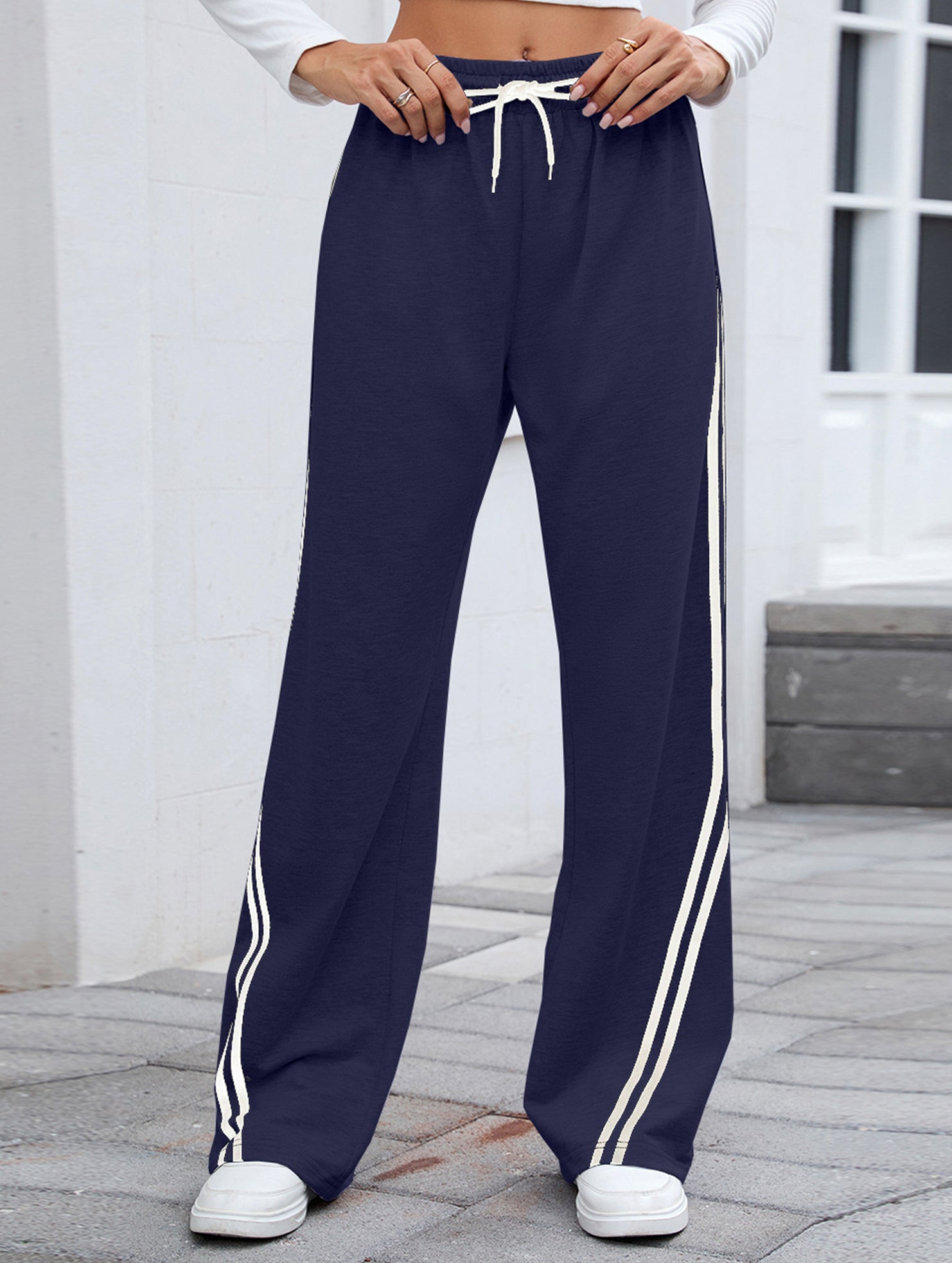 Tie Waist Wide Leg Sweatpants