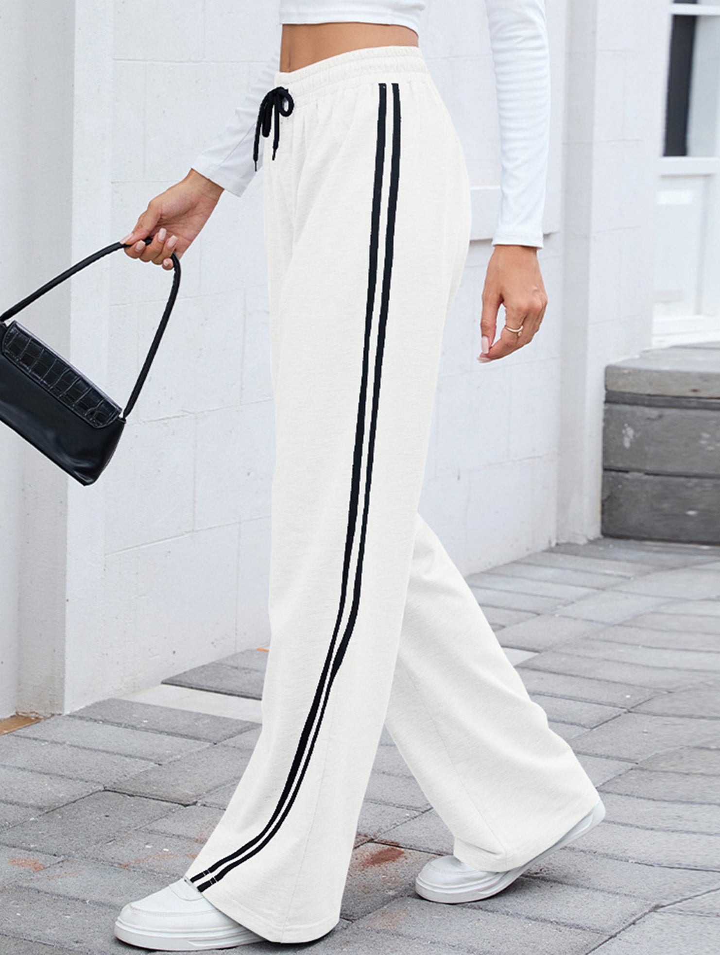 Tie Waist Wide Leg Sweatpants
