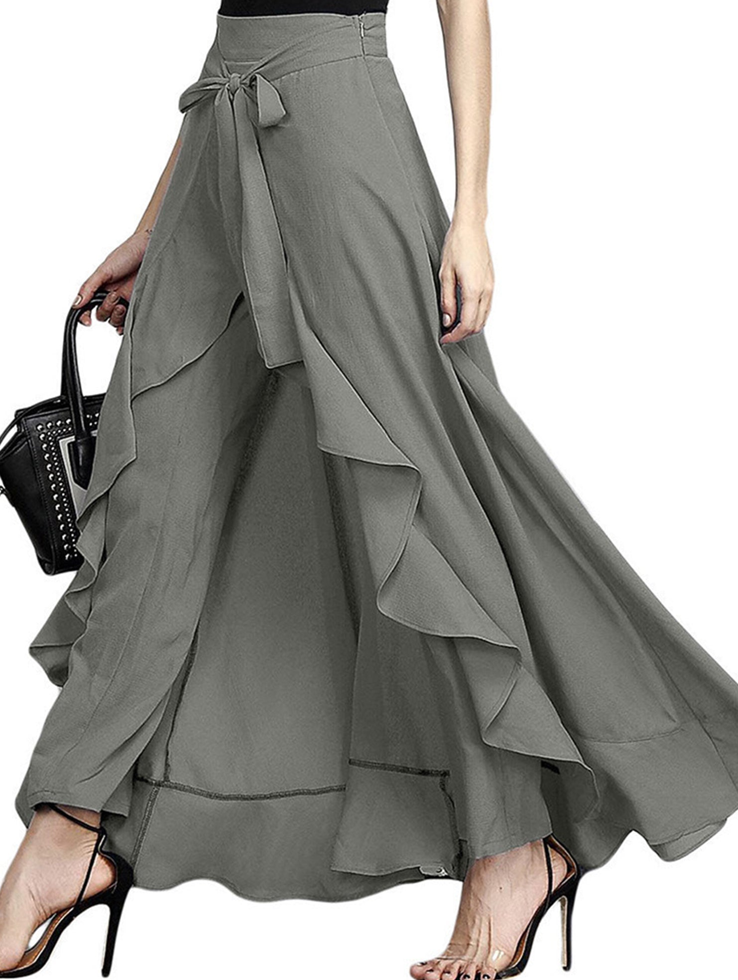 High Waist Chiffon Wide Leg Pants
