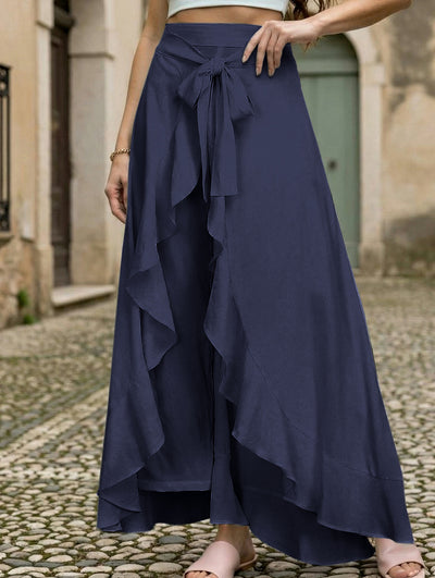 High Waist Chiffon Wide Leg Pants