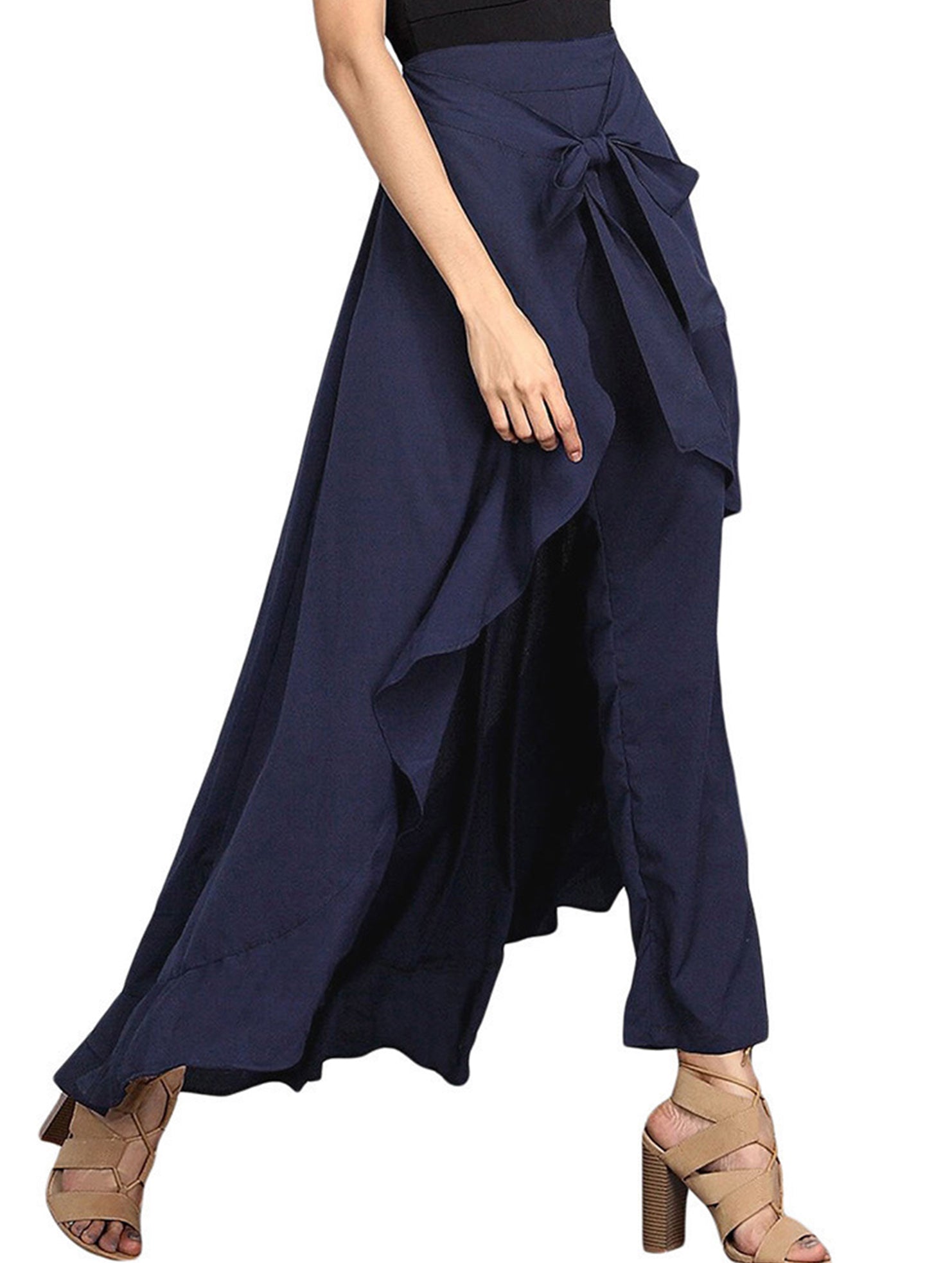 High Waist Chiffon Wide Leg Pants