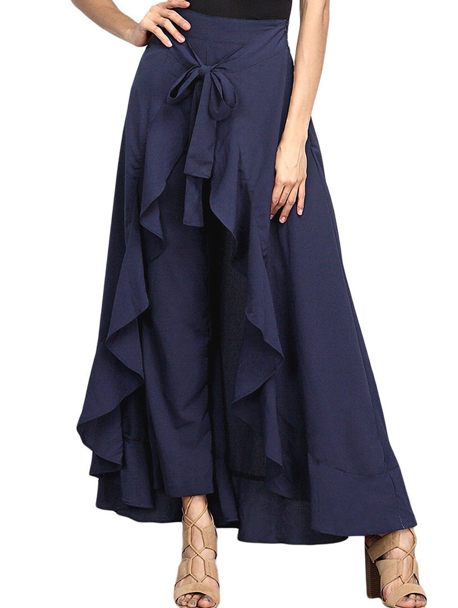 High Waist Chiffon Wide Leg Pants