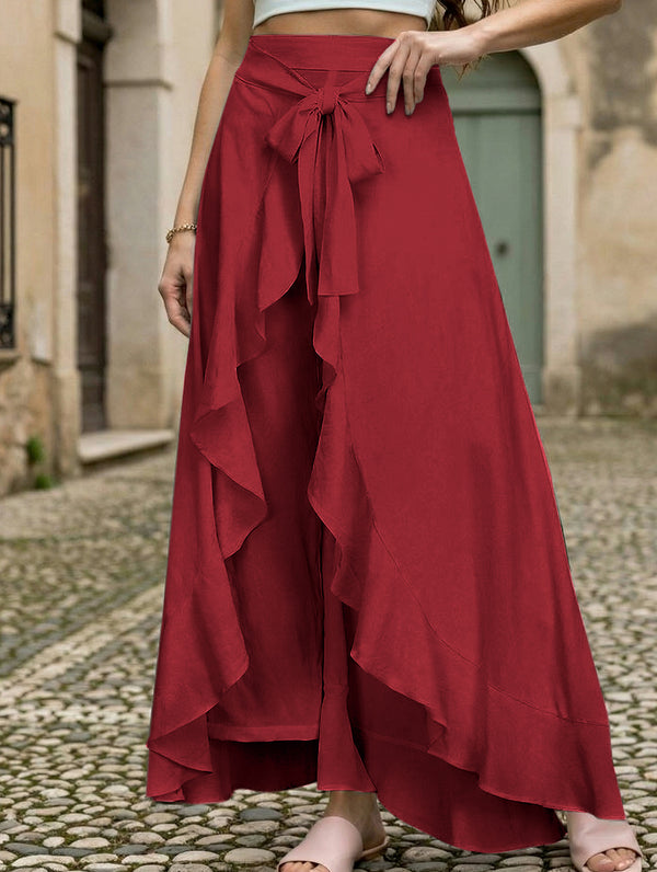 High Waist Chiffon Wide Leg Pants