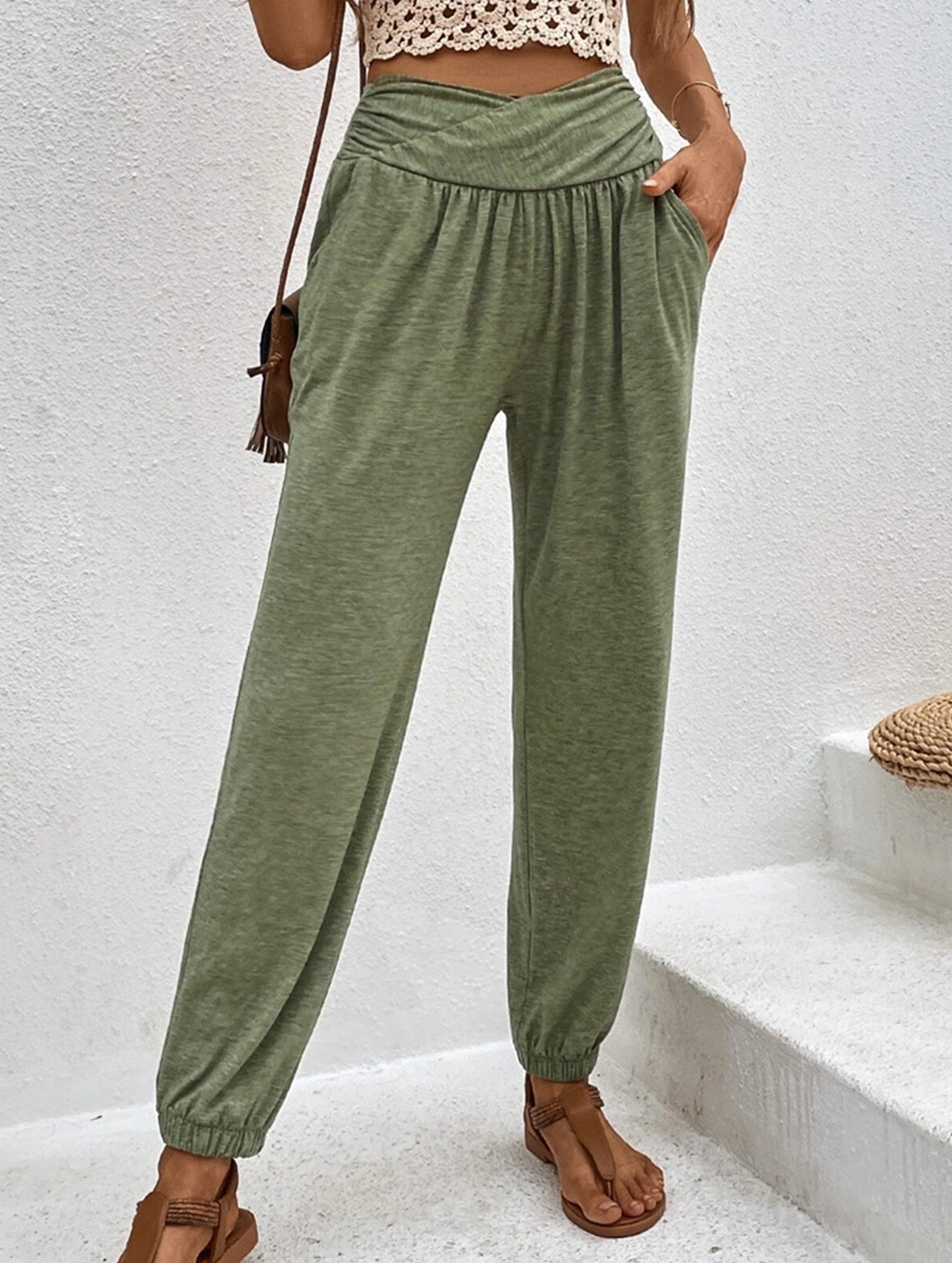 High Waist Pocket Jogger Pants