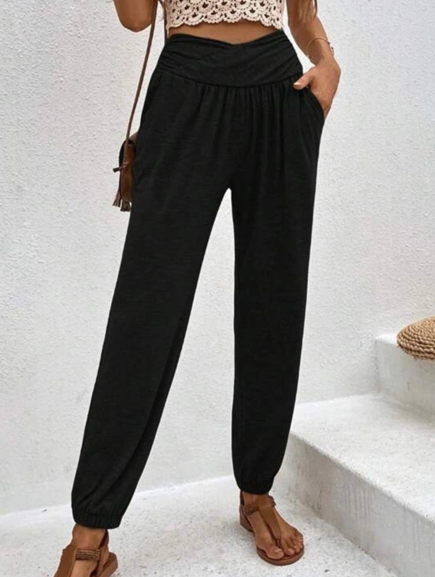 High Waist Pocket Jogger Pants