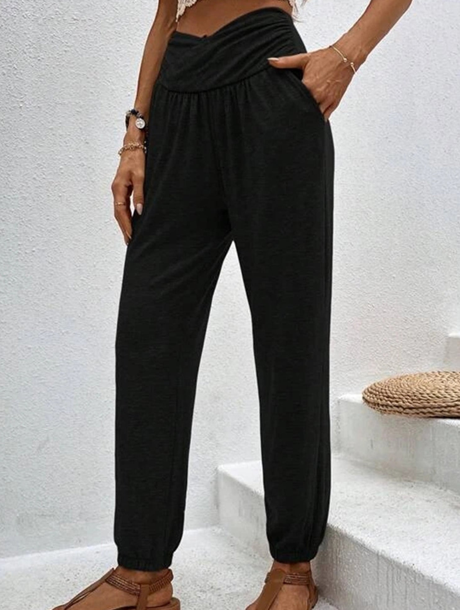 High Waist Pocket Jogger Pants