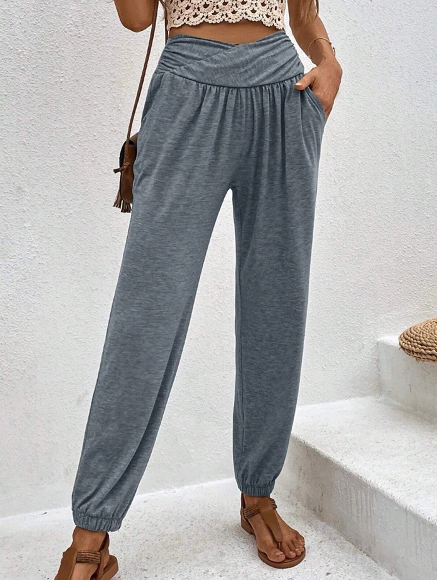 High Waist Pocket Jogger Pants