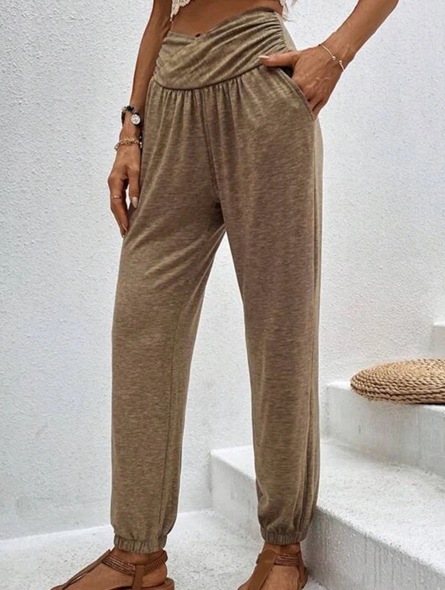 High Waist Pocket Jogger Pants