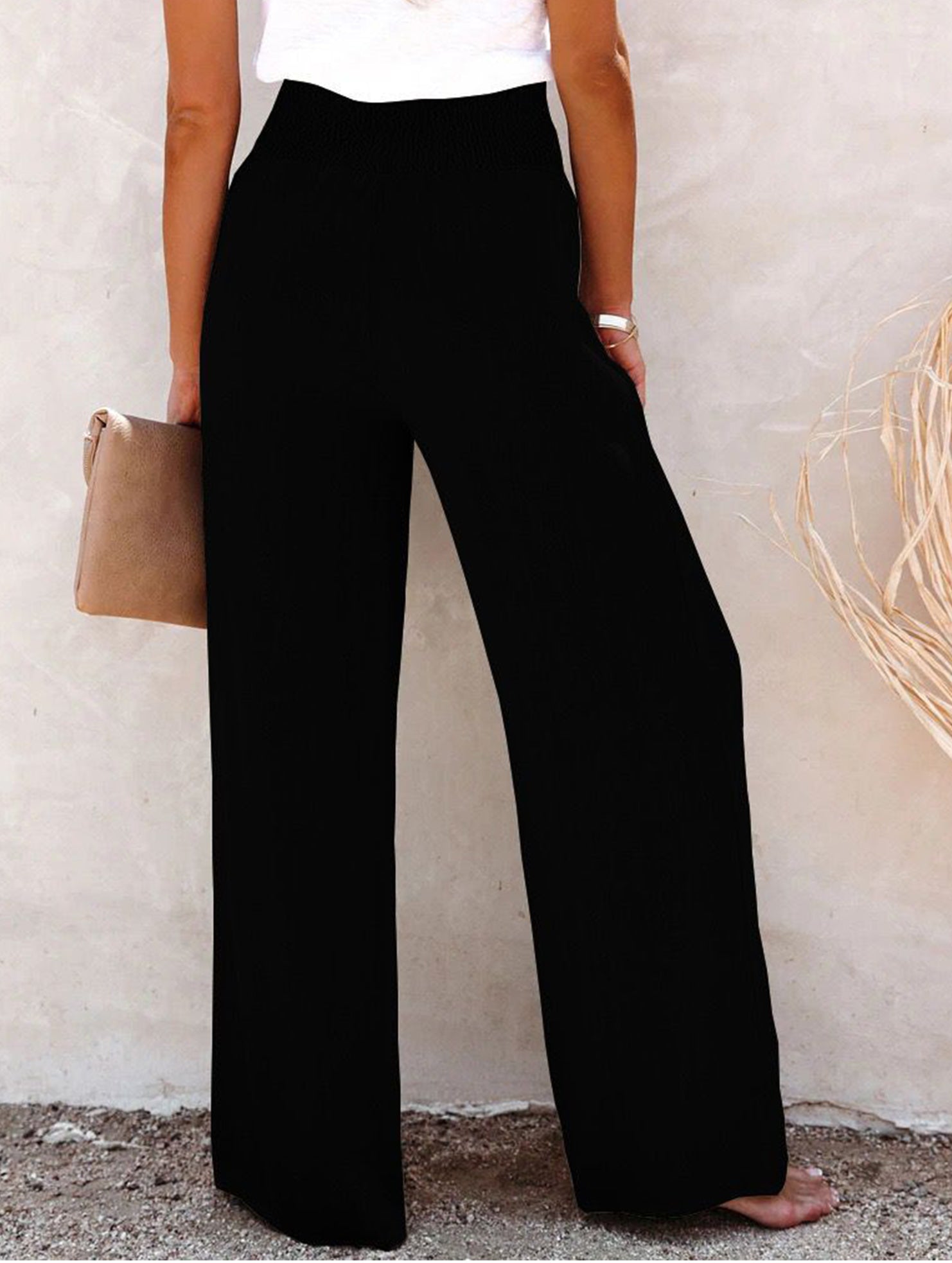 Linen Elastic Wide Leg Pants