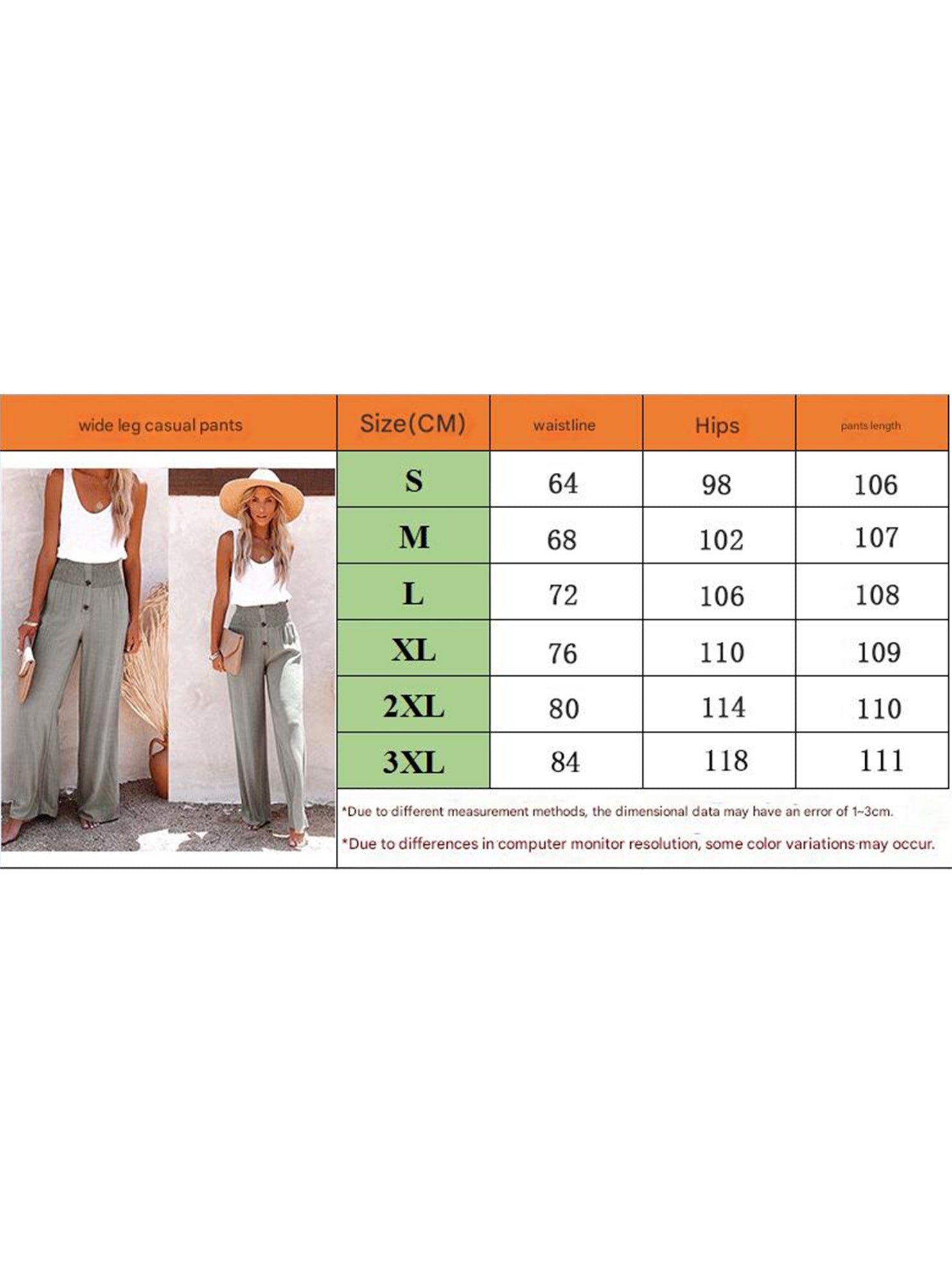 Linen Elastic Wide Leg Pants