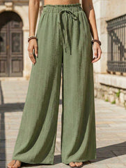 Elastic Waist Lace Wide Leg Pants