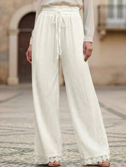 Lace Patch Tie Loose Pants