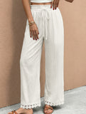Lace Patch Tie Loose Pants