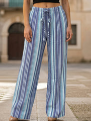 Stripe Elastic Waist Wide Leg Pants_CWBLP01665