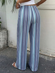 Stripe Elastic Waist Wide Leg Pants_CWBLP01665