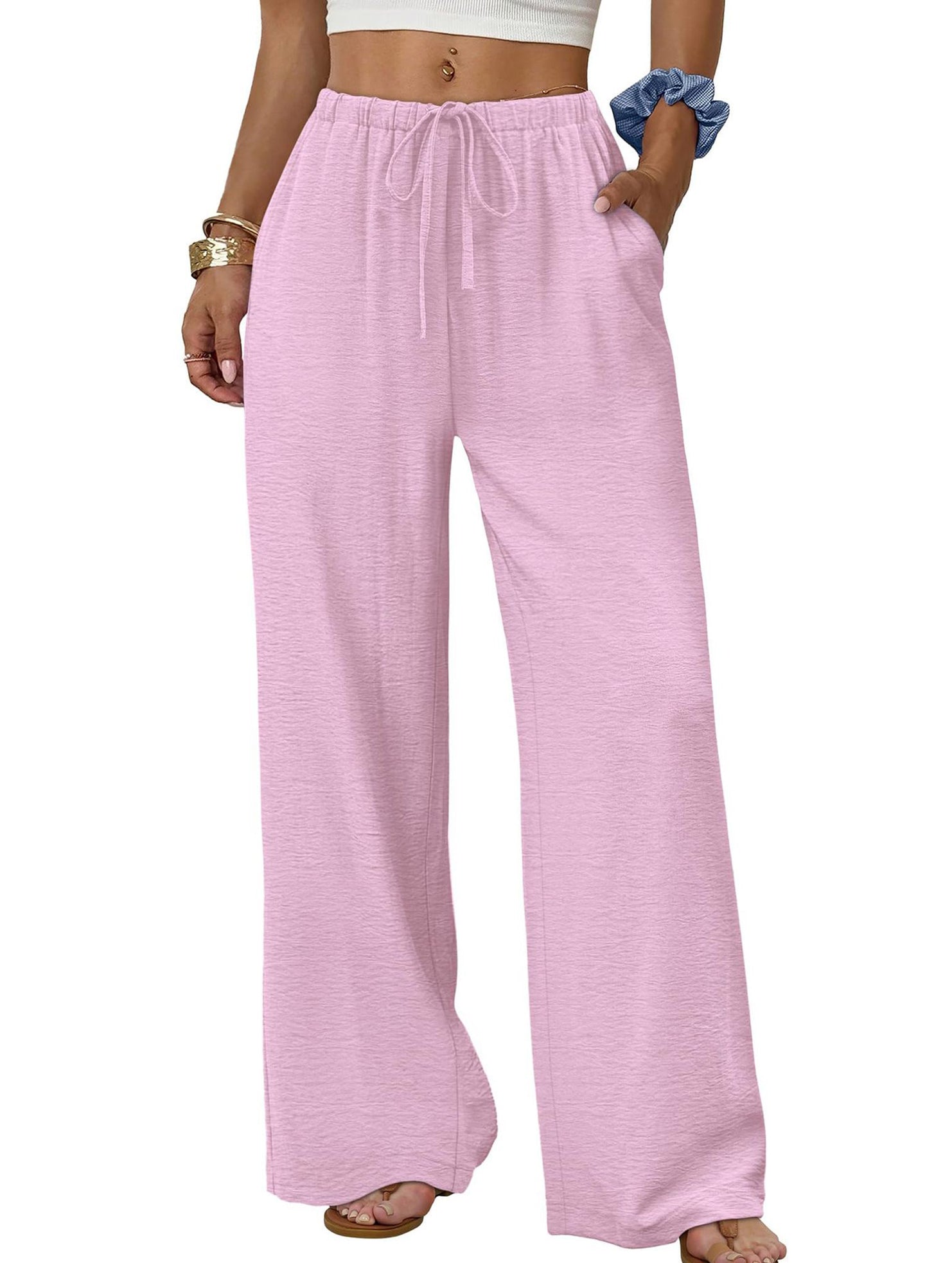 Tie Waist Wide Leg Pants_CWBLP01668