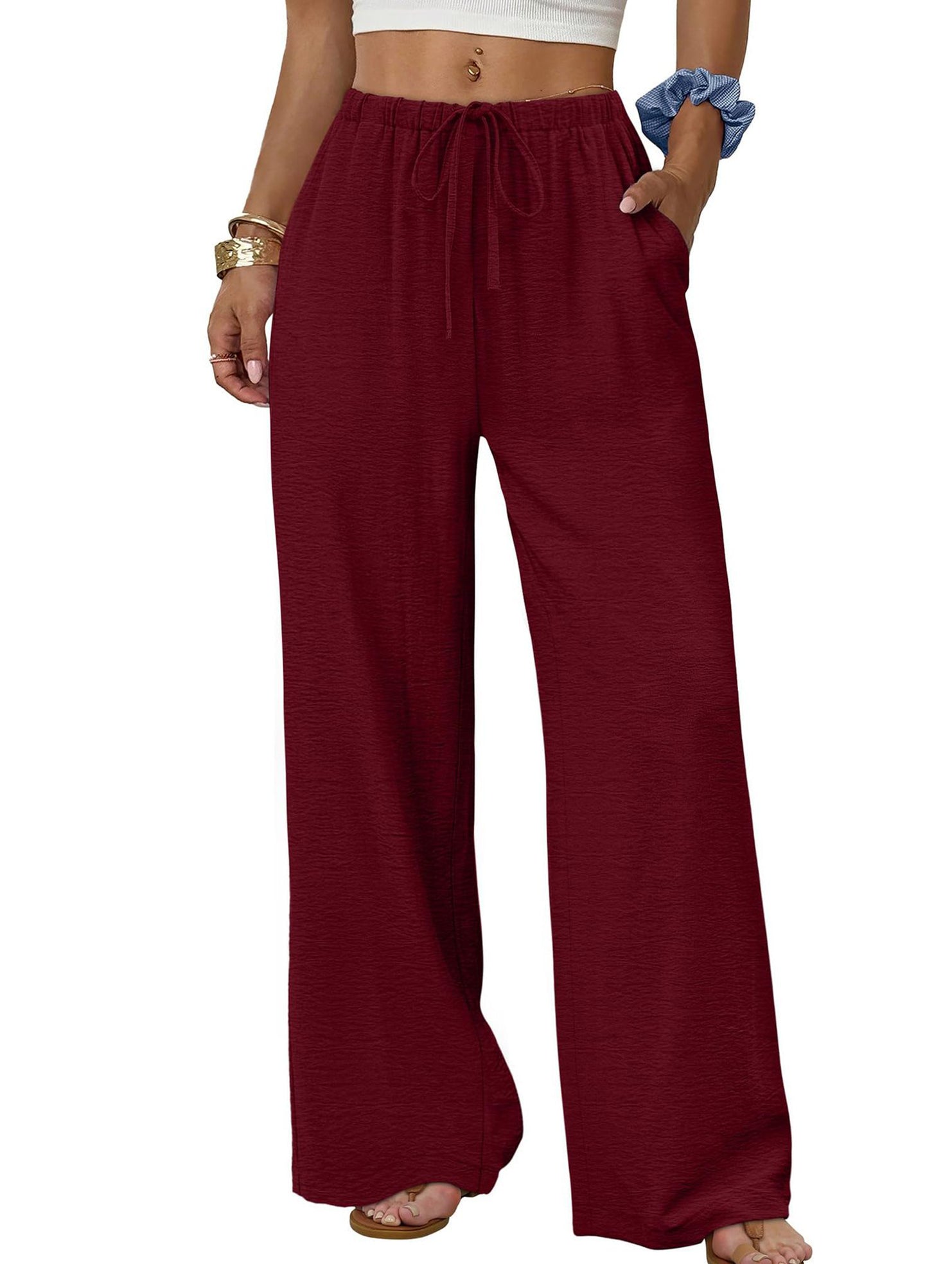 Tie Waist Wide Leg Pants_CWBLP01668