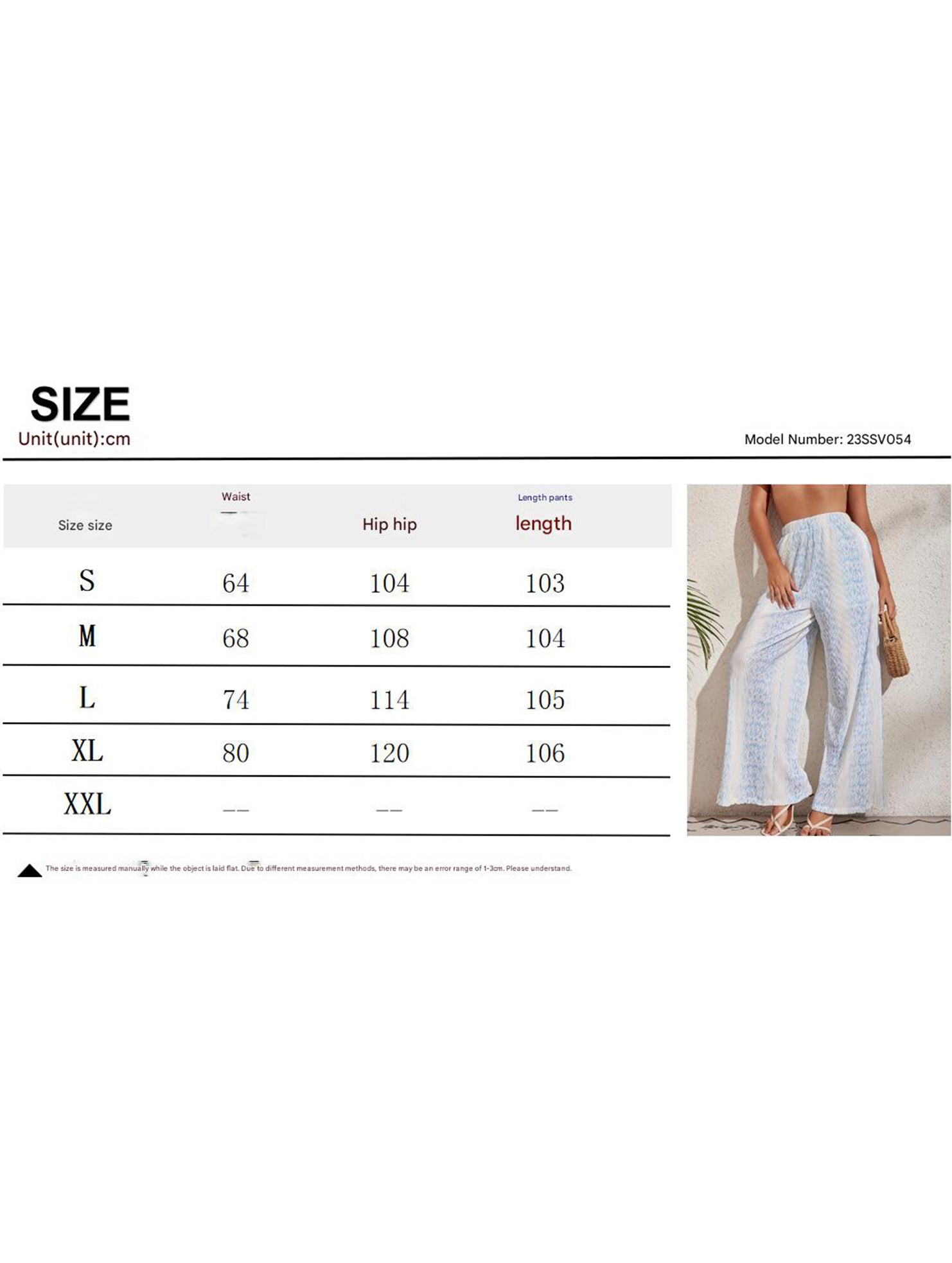 Blue White Print Wide Leg Pants_CWBLP01671