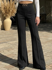 Solid Straight Pants with Button Detail_CWBLP01674