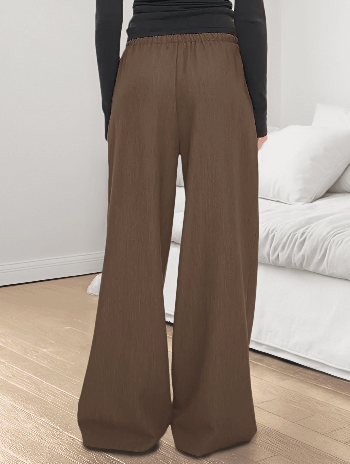 Elastic Waist Straight Casual Pants_CWBLP01686