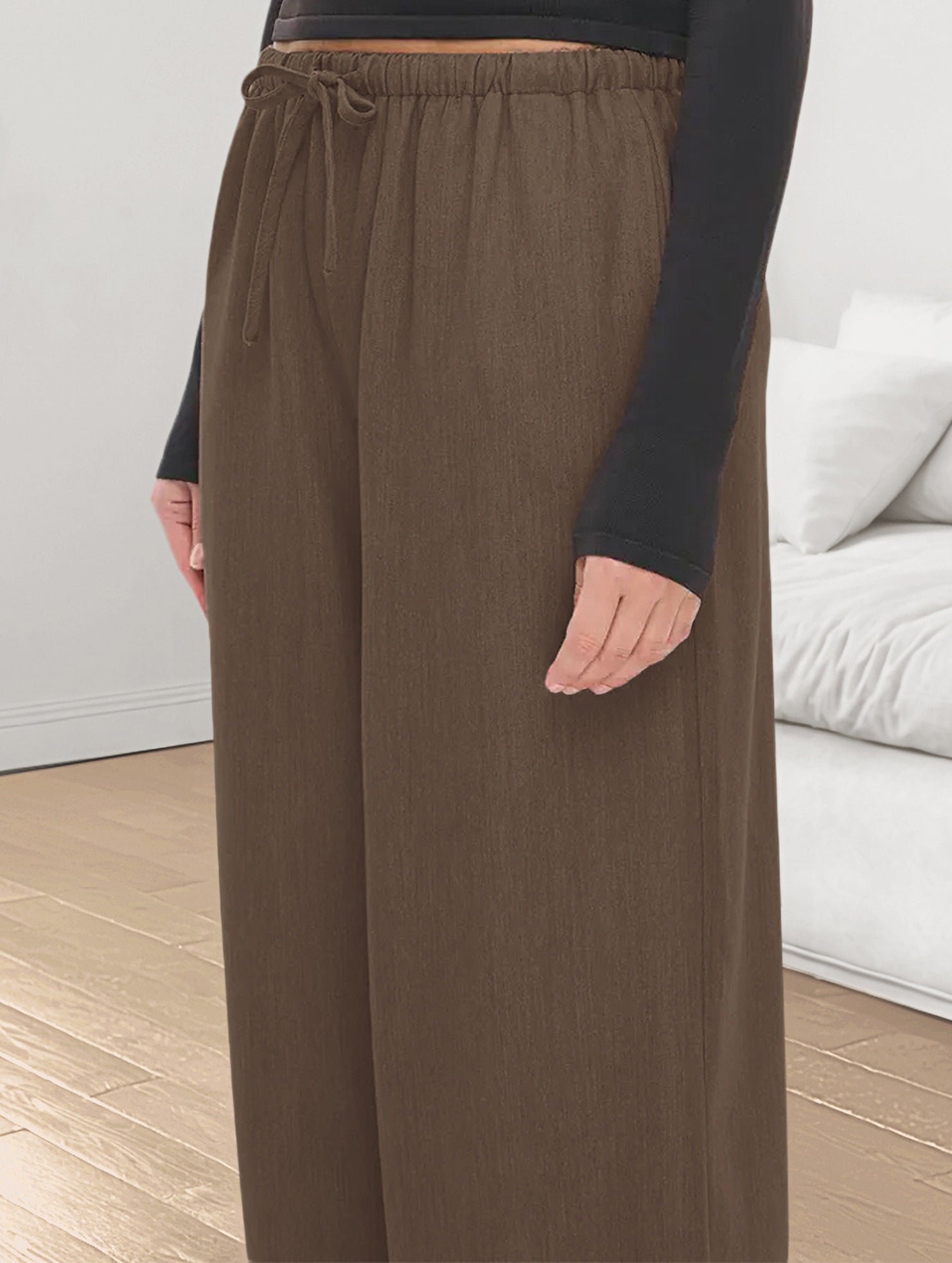 Elastic Waist Straight Casual Pants_CWBLP01686