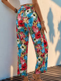 Personalized printed high-waisted casual pants