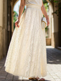 High-waisted hollow lace skirt