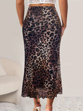 Versatile fishtail skirt sexy leopard print long skirt