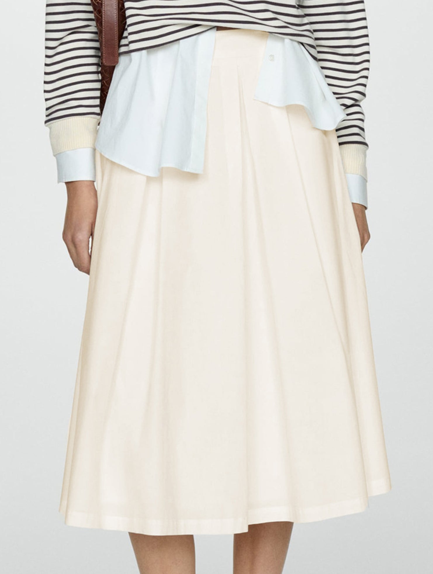 High-waisted zipper flared skirt