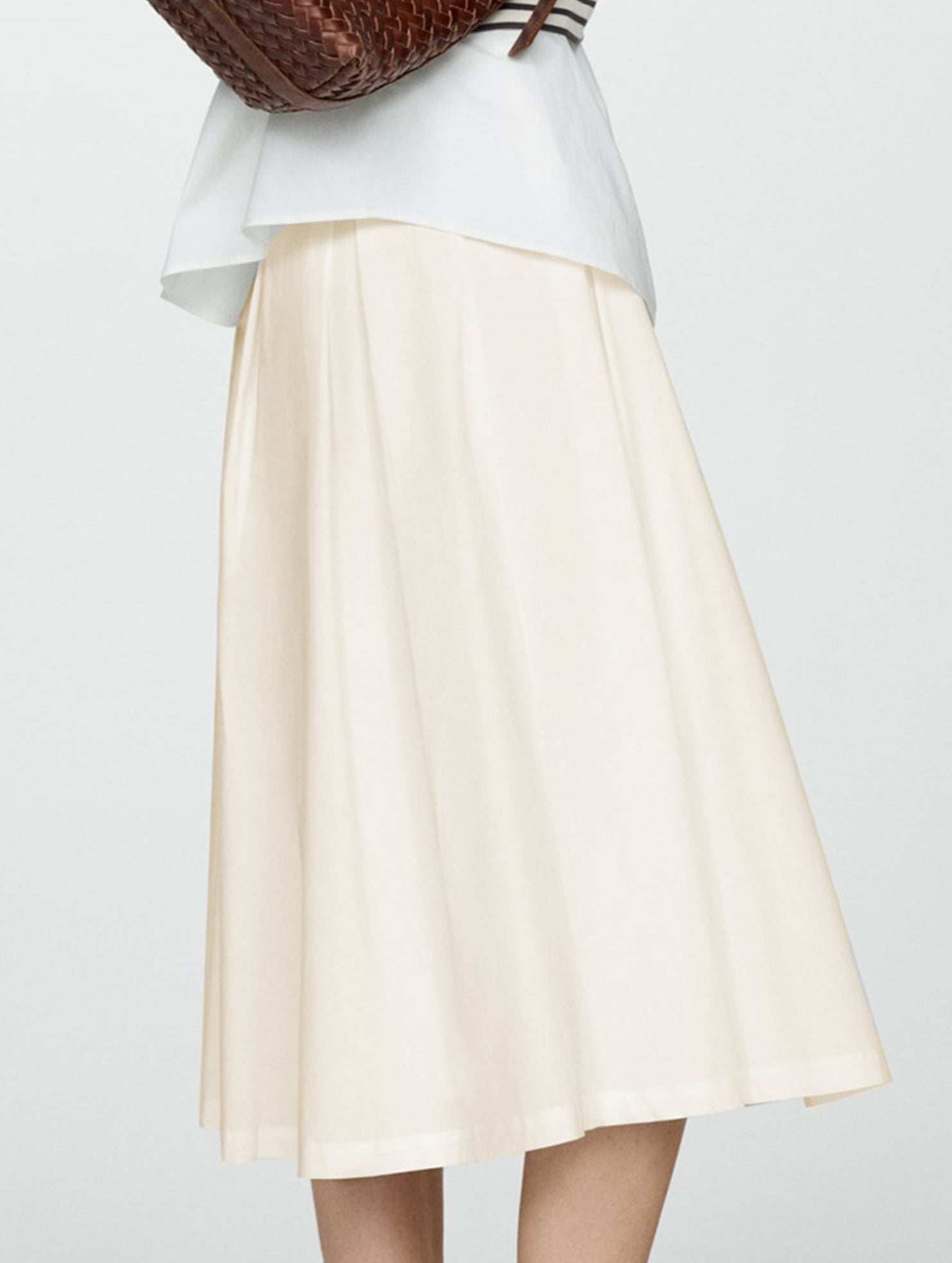 High-waisted zipper flared skirt