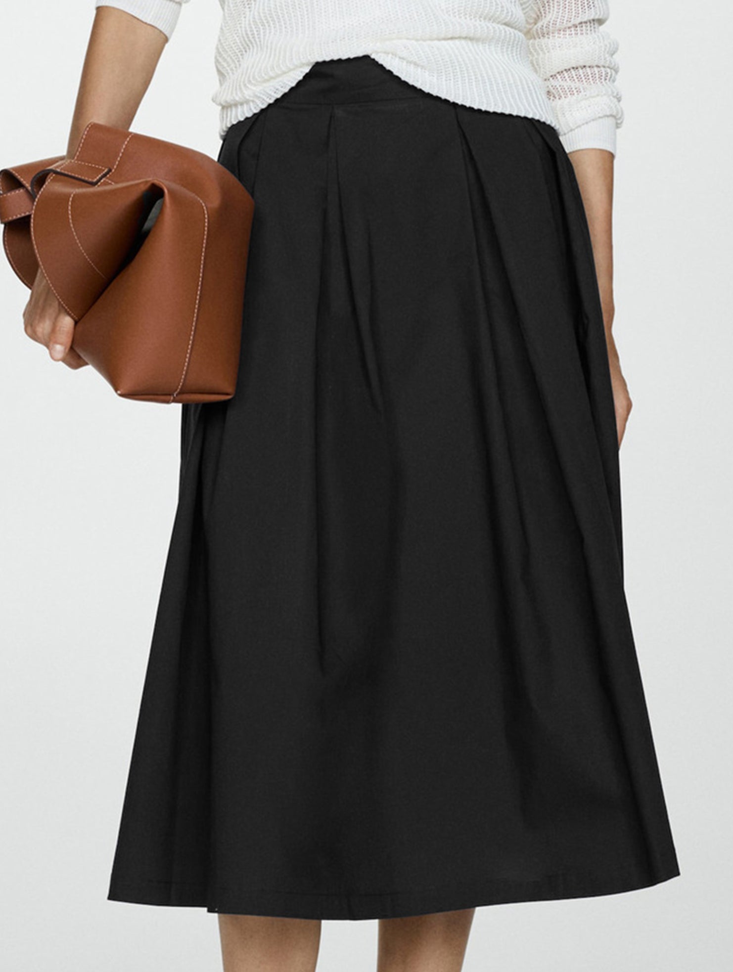 High-waisted zipper flared skirt