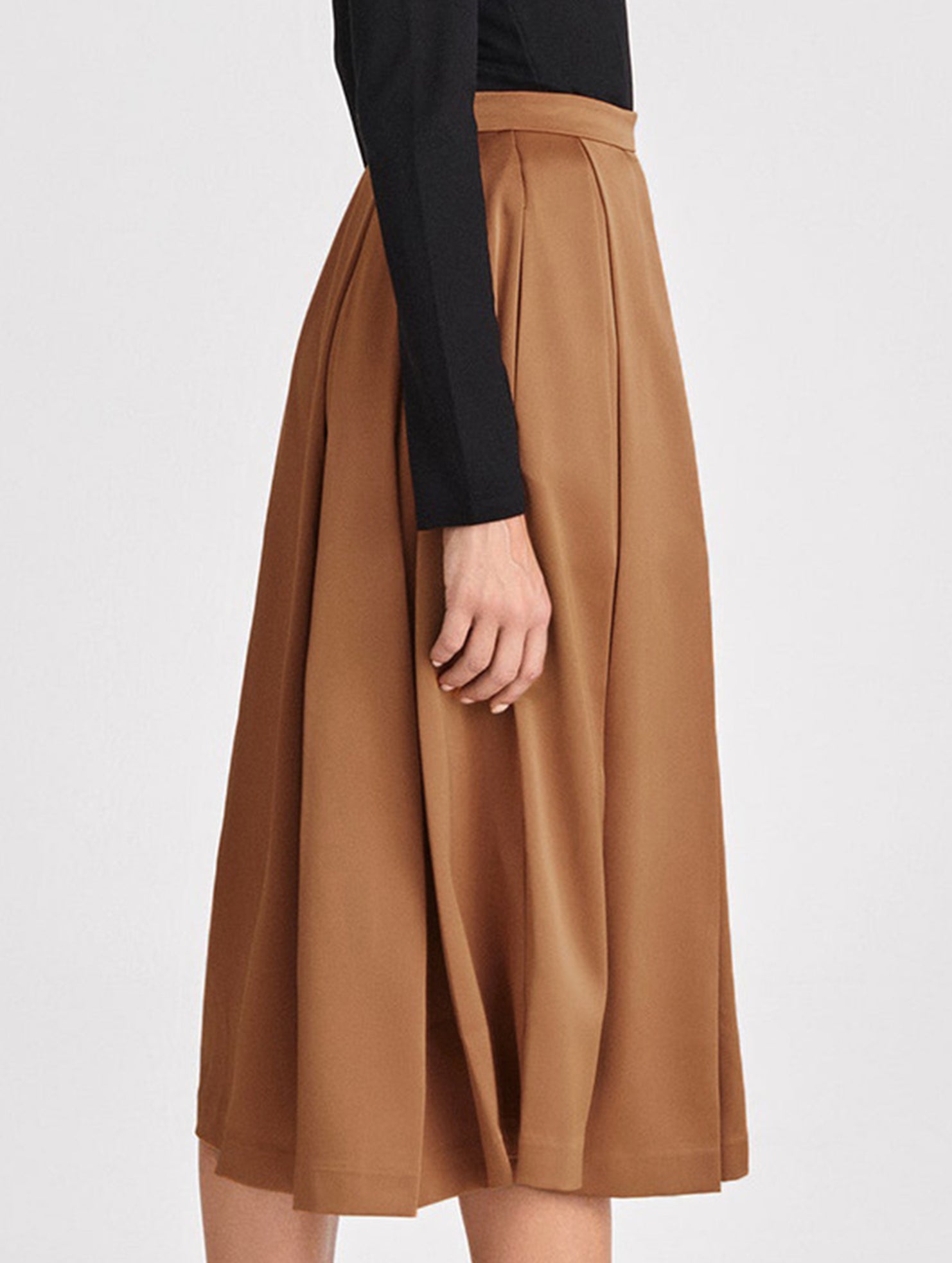 High-waisted zipper flared skirt