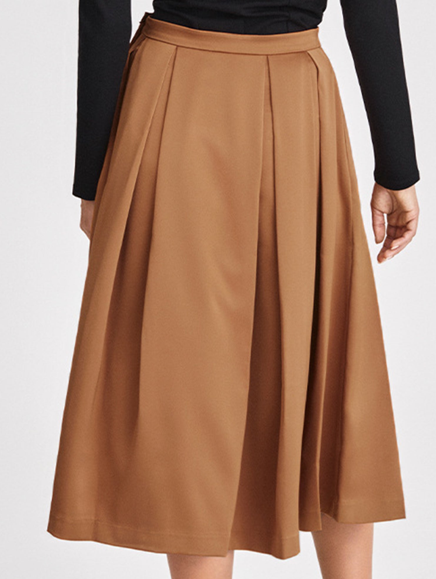 High-waisted zipper flared skirt